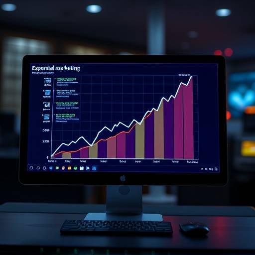 Miniature du cours : Ma√Ætriser le marketing digital. Un graphique de croissance exponentielle sur un √©cran d'ordinateur.